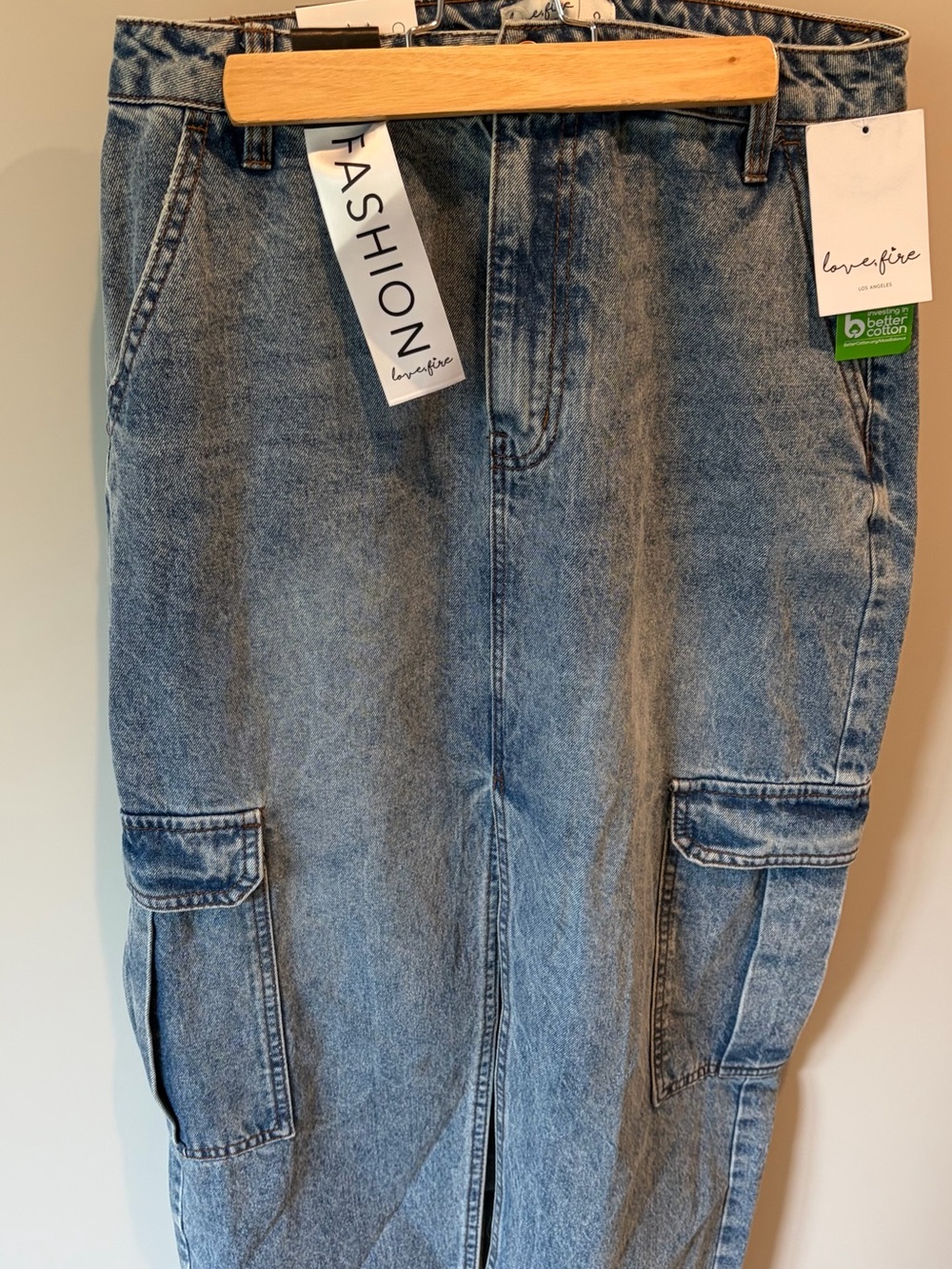 love, Fire Men's Light Blue Cargo Denim Jeans - Relaxed Fit
